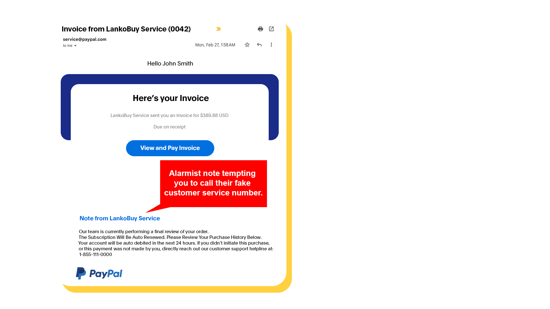 undefined image of a scam email containing an alarmist note