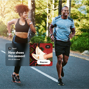 An image shows two people running; showing that PayPal has the capability to show someone interested in running a shoes ad.